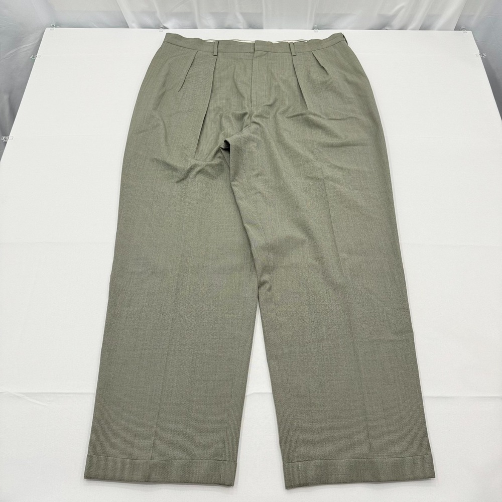 Vintage J Crew Oarsman Wool Dress Pants Mens 39x30 Green Pleated Cuffed Slacks
